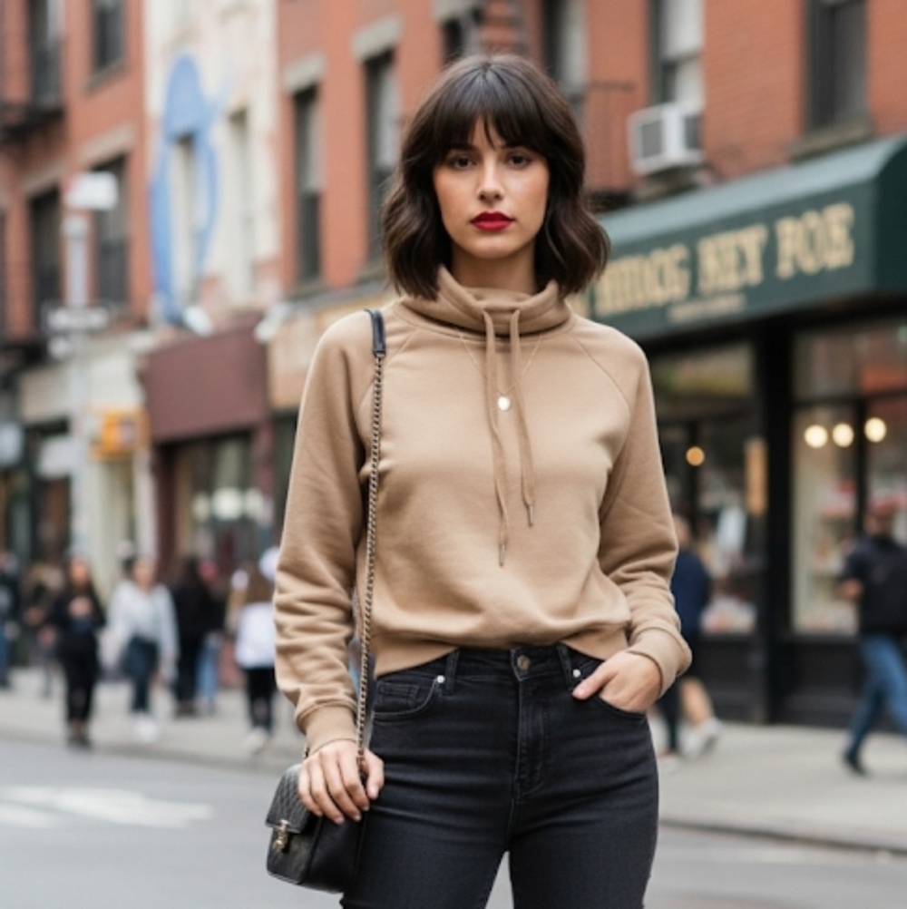Cream toasted coconut eyelet sweatshirt M